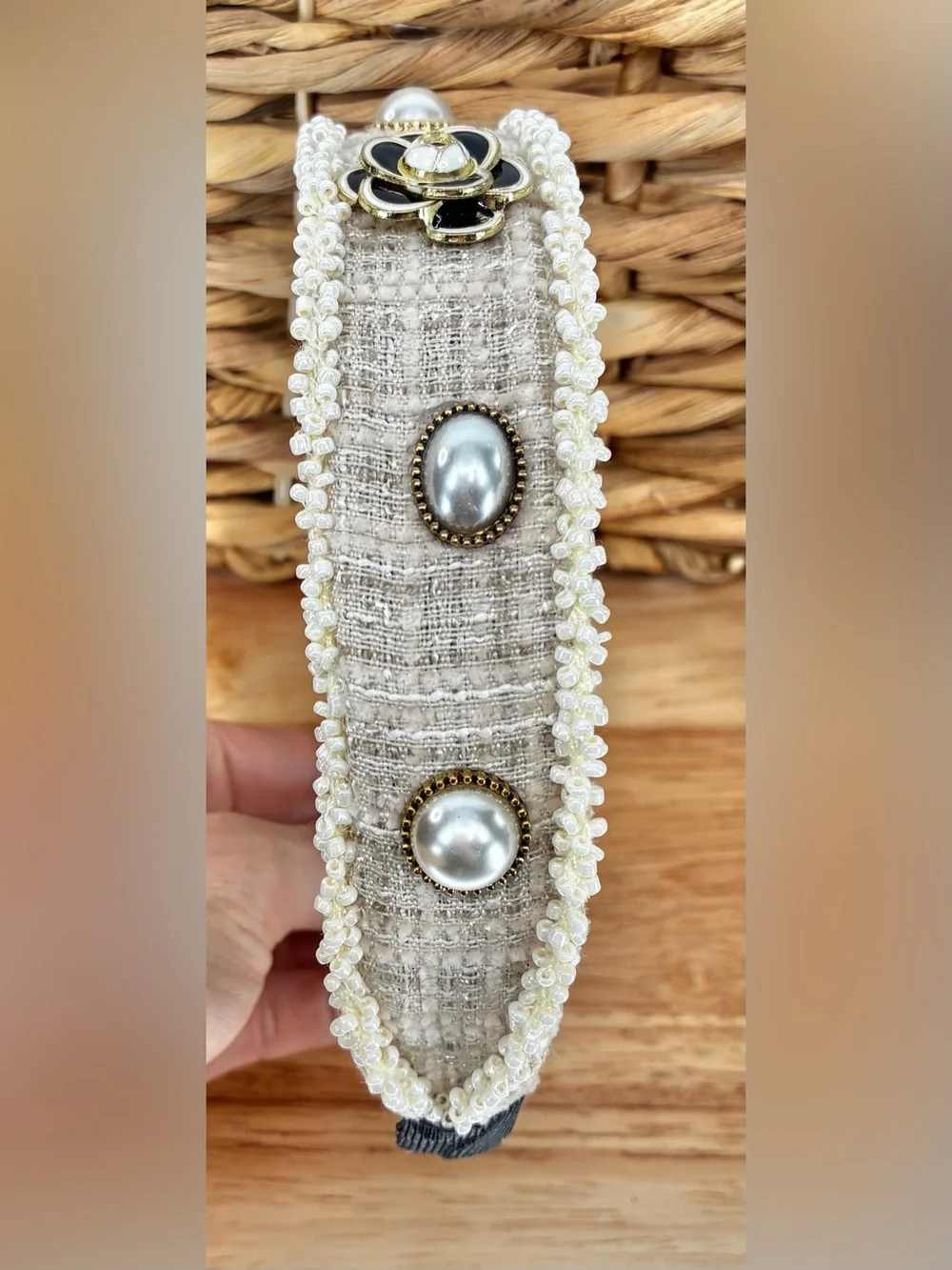 Headband Bundle - Tweed and Ivory with Accents and Black Faux Leather